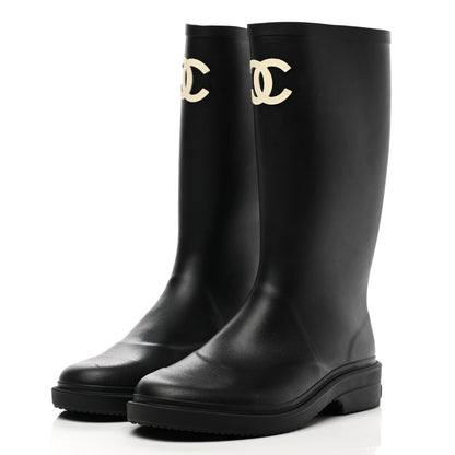 Chanel Caoutchouk CC High Boots 40 Black 3 of 9