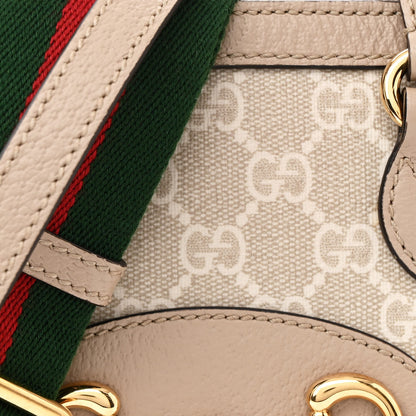 Gucci GG Supreme Monogram Textured Dollar Calfskin Mini Horsebit 1955 Top Handle Bag Beige Mystic White Oatmeal 8 of 14