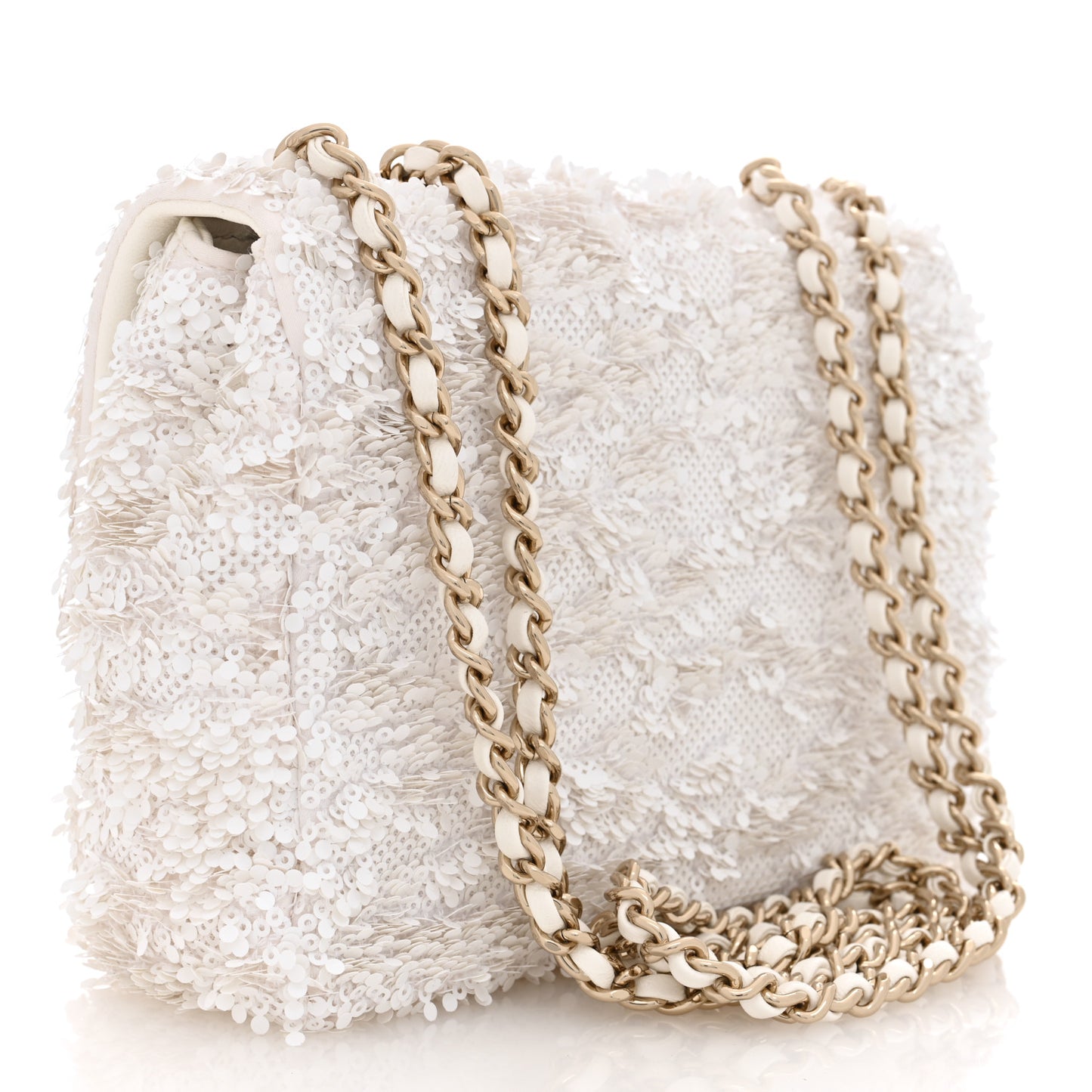 Sequin Small Single Flap White