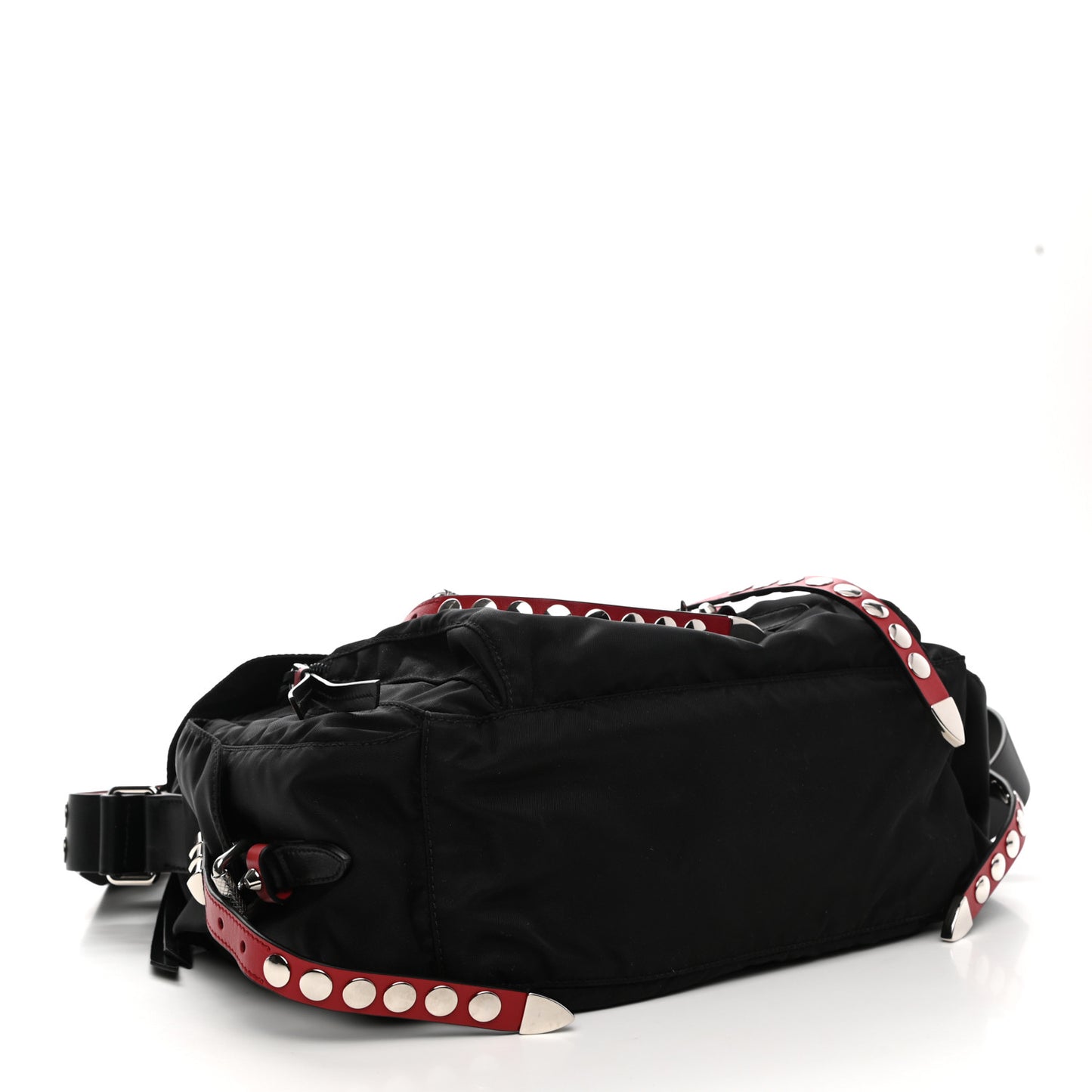 Nylon New Vela Studded Messenger Black Fuoco