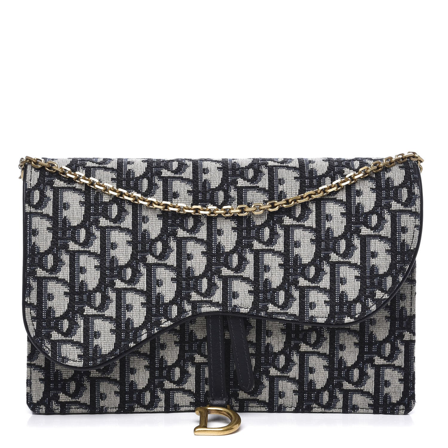 Christian Dior Oblique Saddle Chain Pouch Blue 1 of 9
