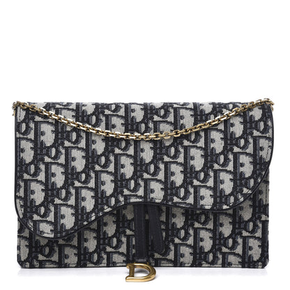 Christian Dior Oblique Saddle Chain Pouch Blue 1 of 9