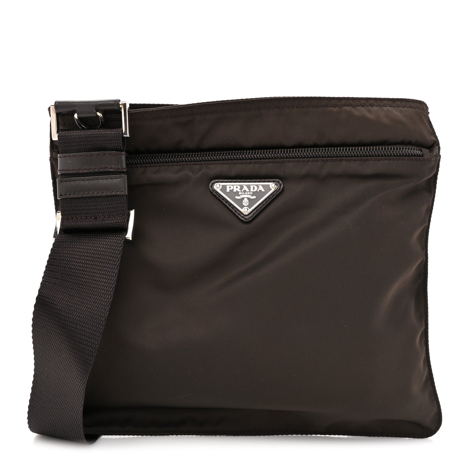 Prada Re-Nylon Saffiano Pocket Flat Messenger Bag Cacao 1 of 10
