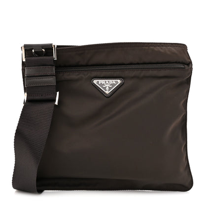 Prada Re-Nylon Saffiano Pocket Flat Messenger Bag Cacao 1 of 10