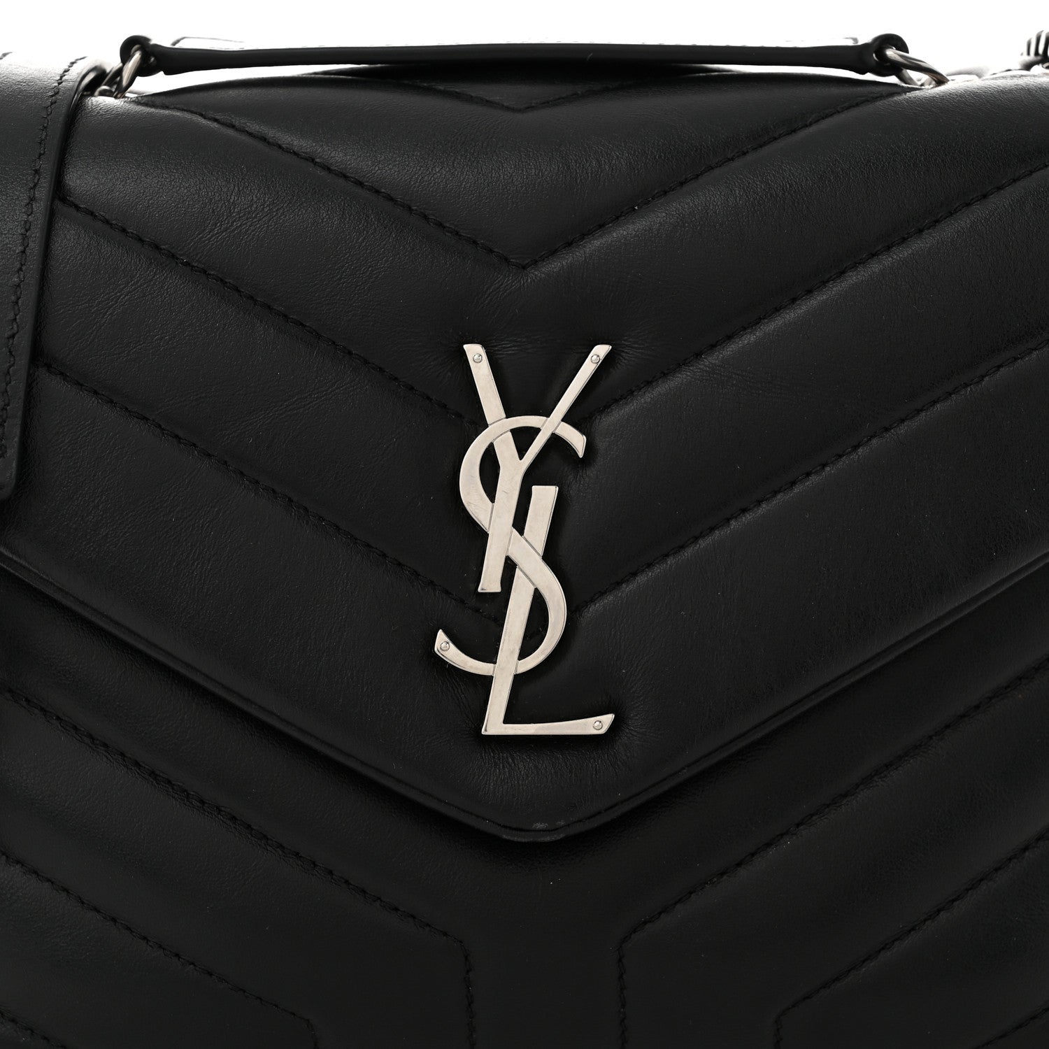 Saint Laurent Calfskin Y Quilted Monogram Small Loulou Chain Satchel Black 8 of 11