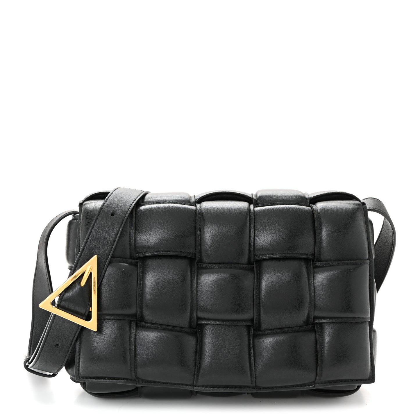 Nappa Maxi Intreccio Padded Cassette Crossbody Bag Black