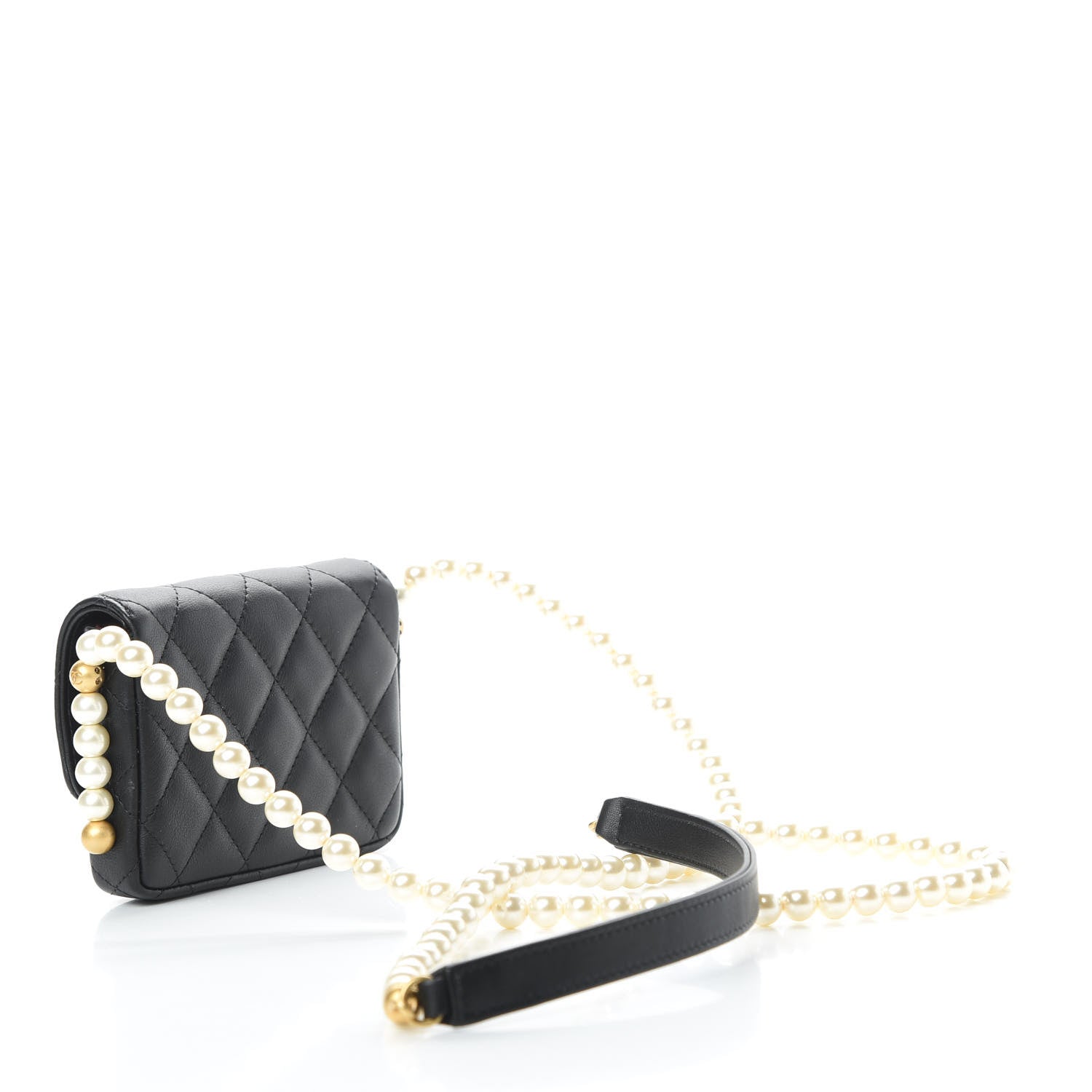 Chanel Calfskin Quilted About Pearls Card Holder Flap With Chain Black 3 of 13