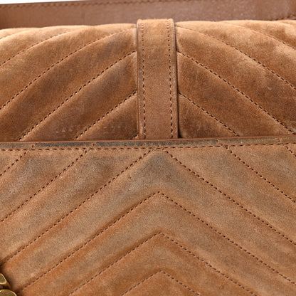 Saint Laurent Suede Matelasse Chevron Monogram Medium College Bag Cinnamon 18 of 22