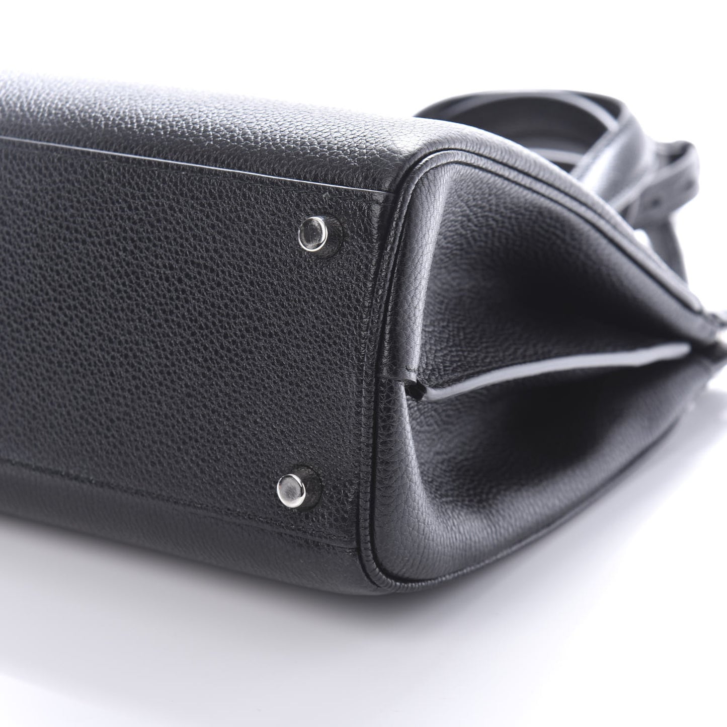 Grainy Calfskin Small Zumi Top Handle Bag Black