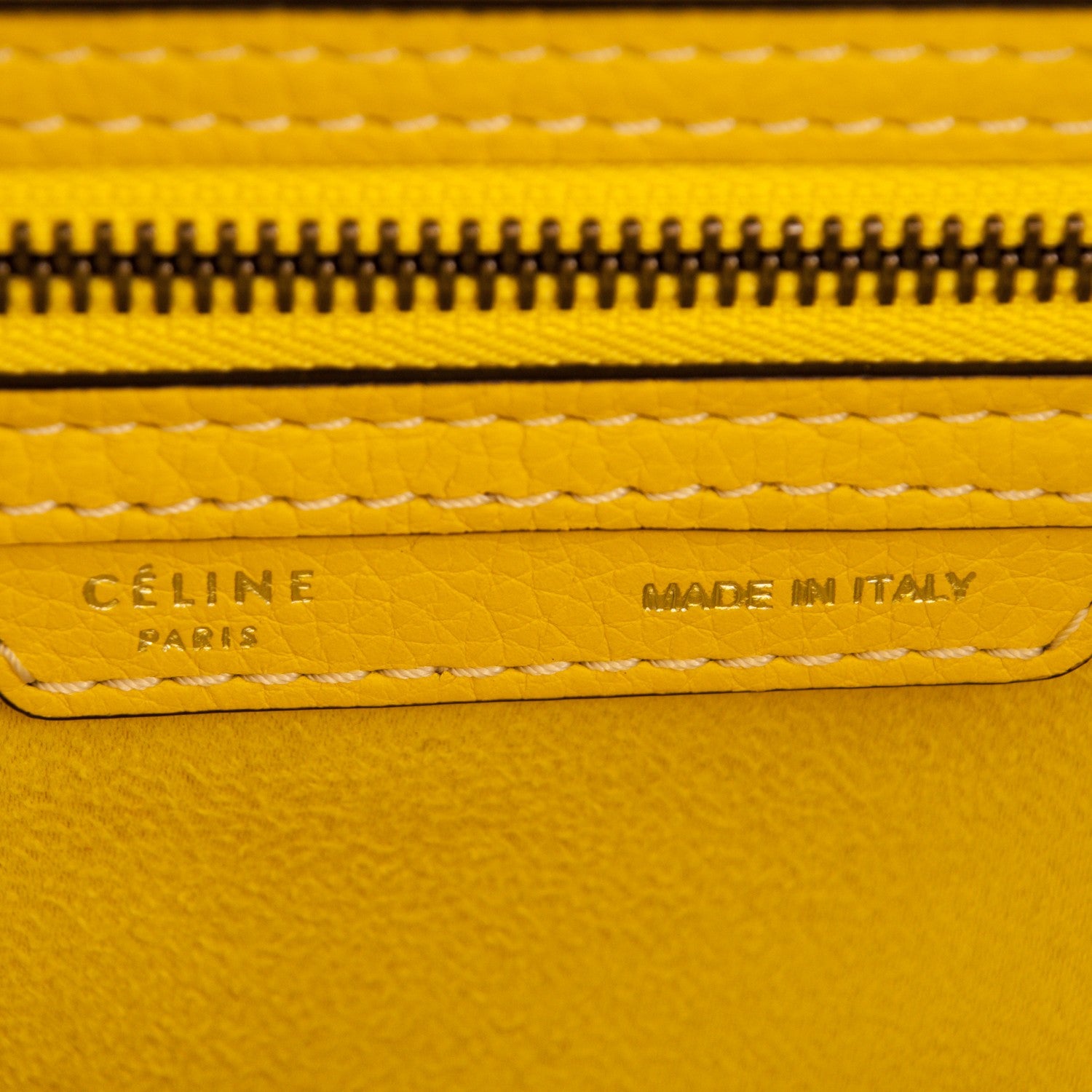 Celine Drummed Calfskin Mini Luggage Citron 7 of 9