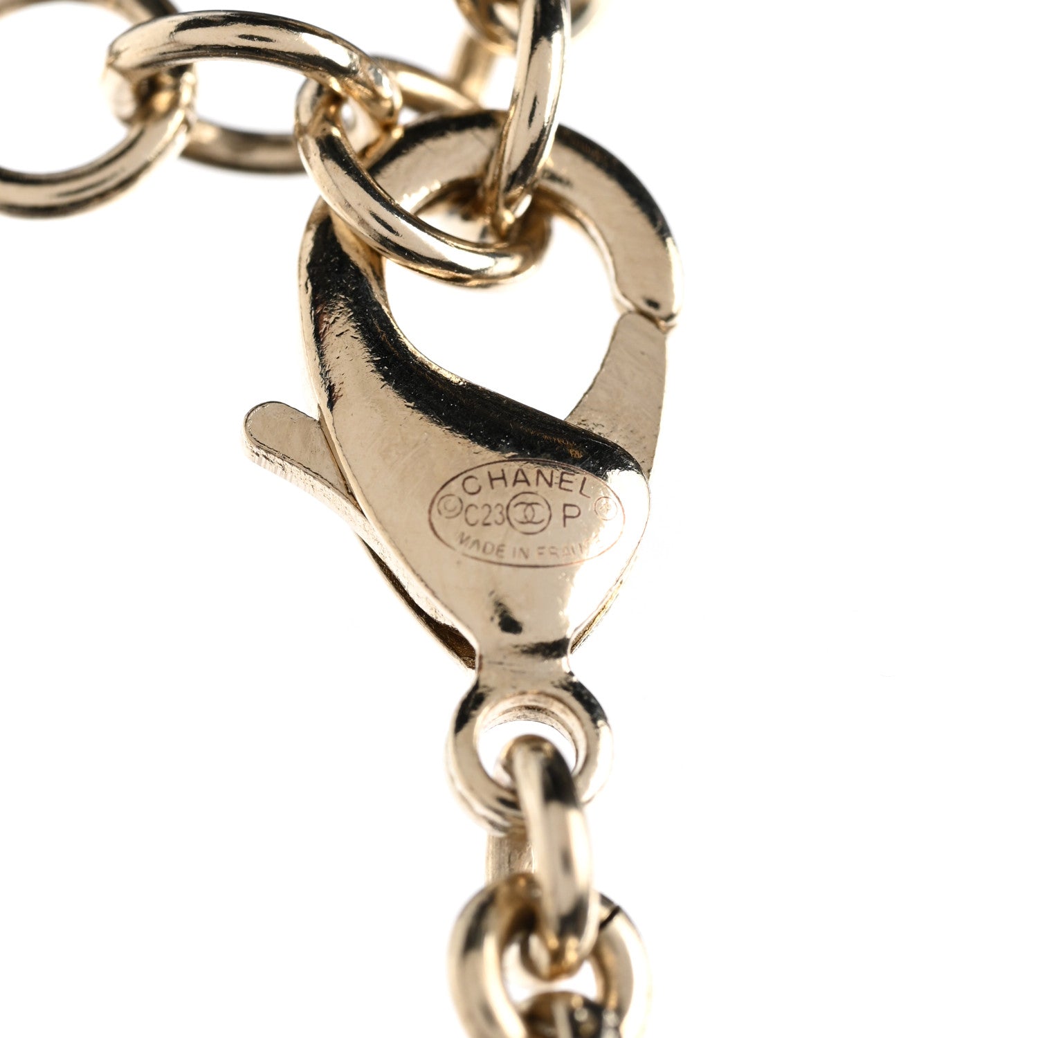 Chanel Pearl Crystal Resin CC Heart Short Necklace Pink Gold White 6 of 6