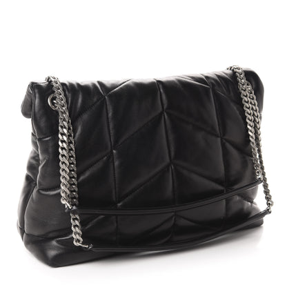 Saint Laurent Lambskin Quilted Medium Loulou Puffer Monogram Chain Satchel Black 3 of 11