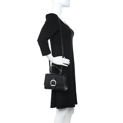 Jimmy Choo Calfskin Crystal Small Cheri Top Handle Bag Black 2 of 8