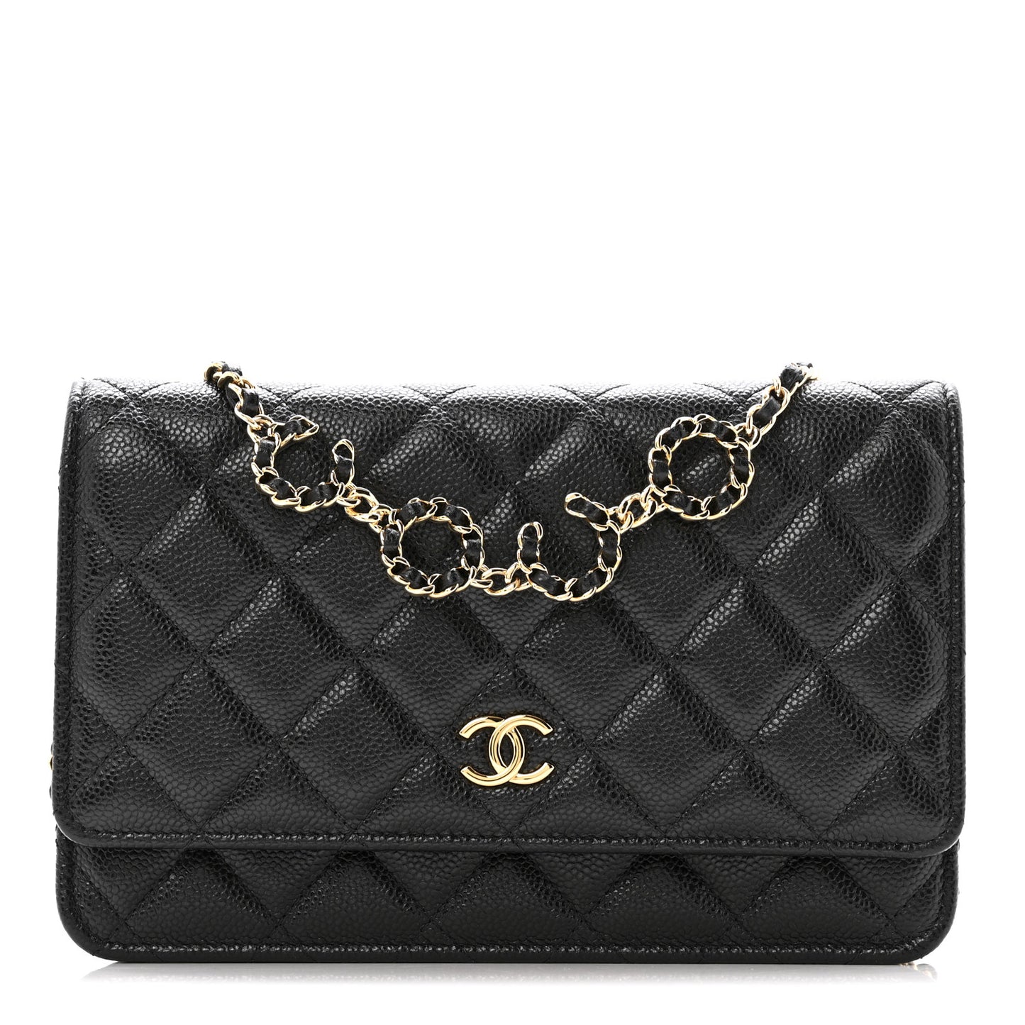 Caviar Quilted Miss Coco Wallet On Chain WOC Black