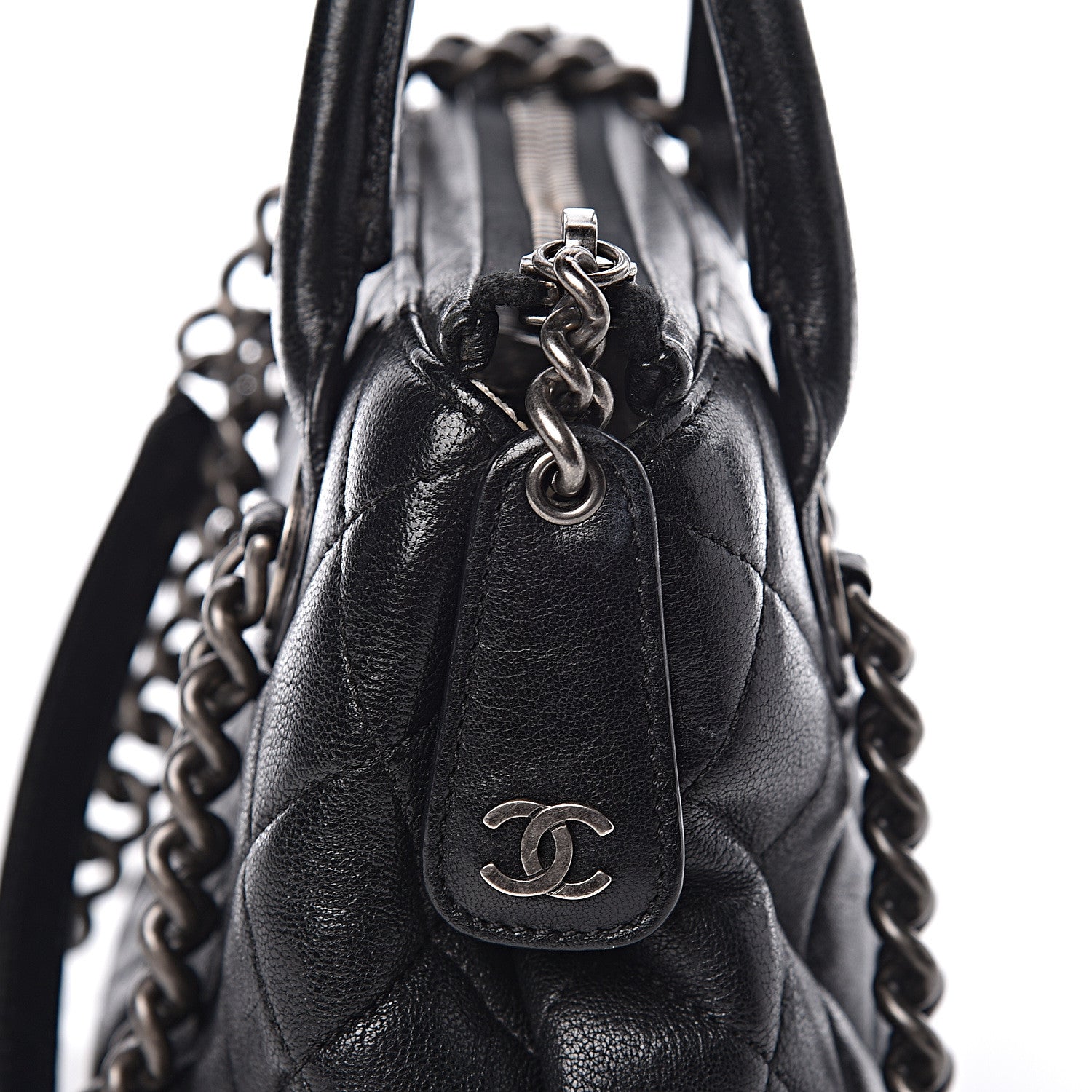 Chanel Shiny Sheepskin Quilted Small Shopping Tote Black 16 of 16