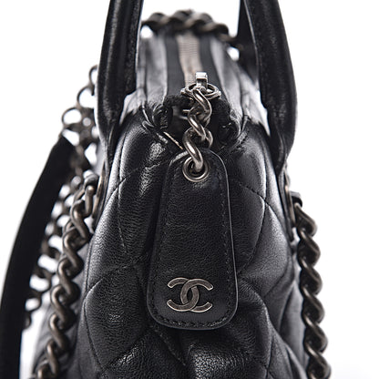 Chanel Shiny Sheepskin Quilted Small Shopping Tote Black 16 of 16