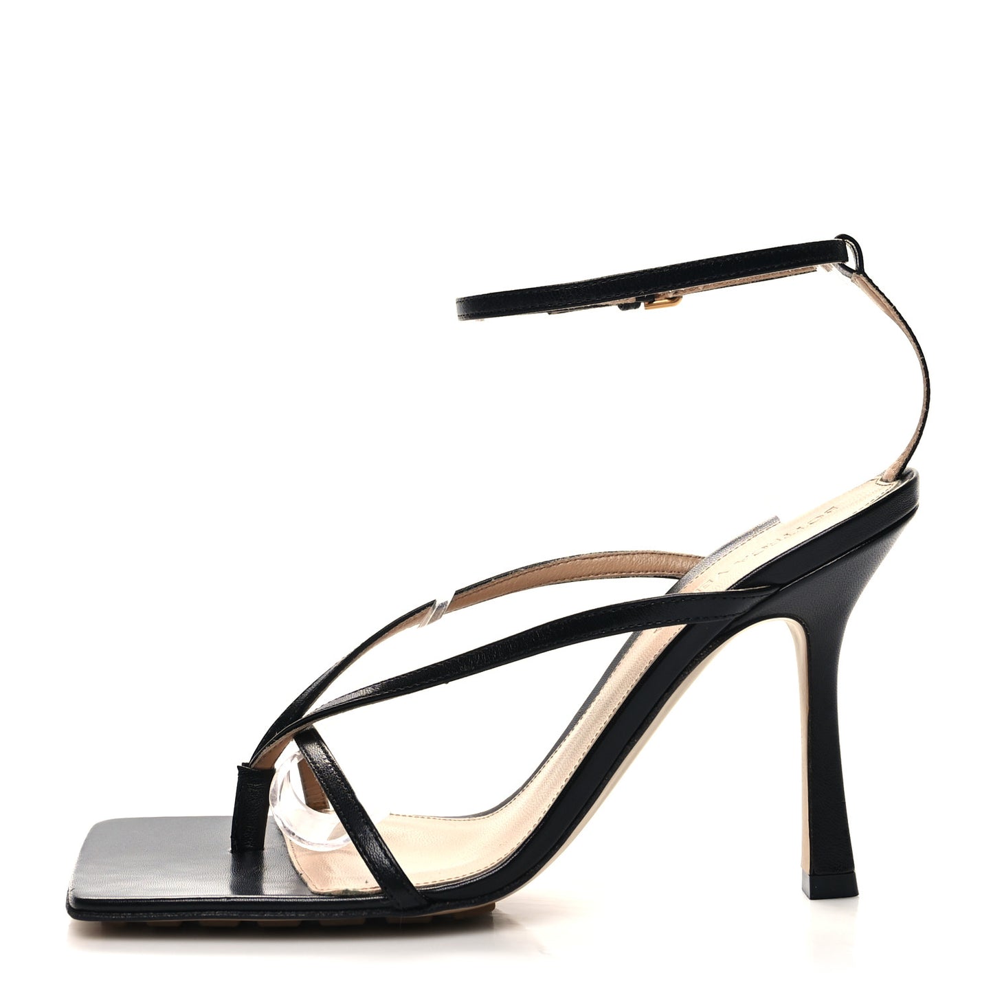 Lambskin Stretch Multi Strap 90mm Sandals 38 Black