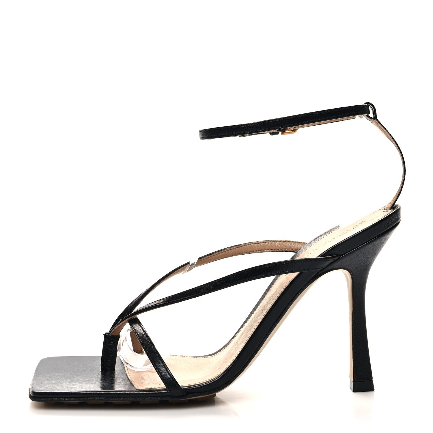 Bottega Veneta Lambskin Stretch Multi Strap 90mm Sandals 38 Black 1 of 7