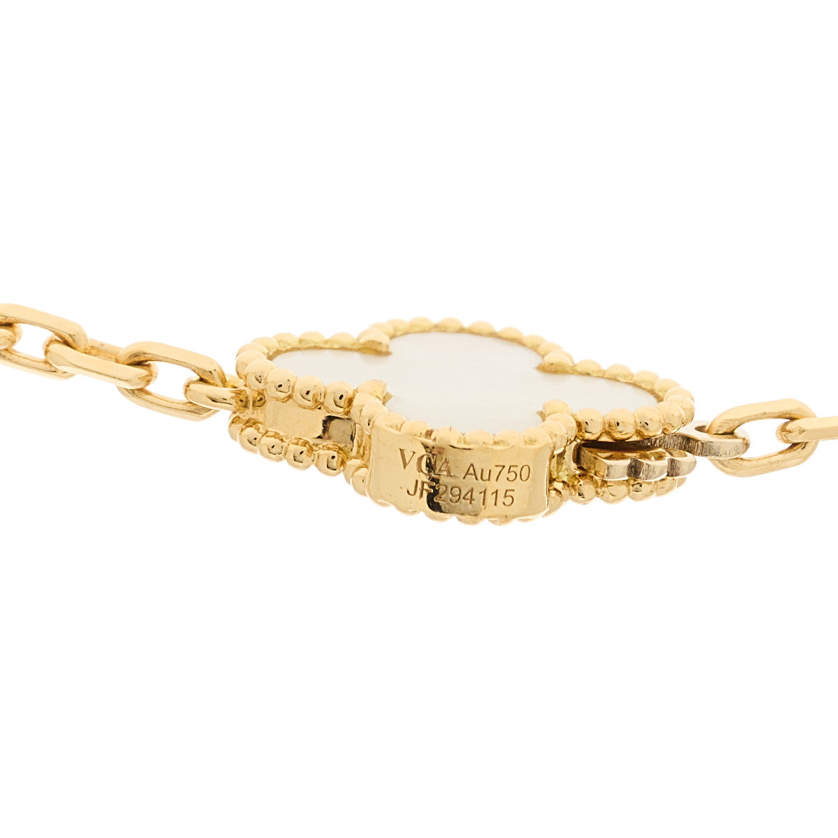 18K Yellow Gold Mother of Pearl Malachite Carnelian Tiger Eye 12 Motif Lucky Alhambra Necklace