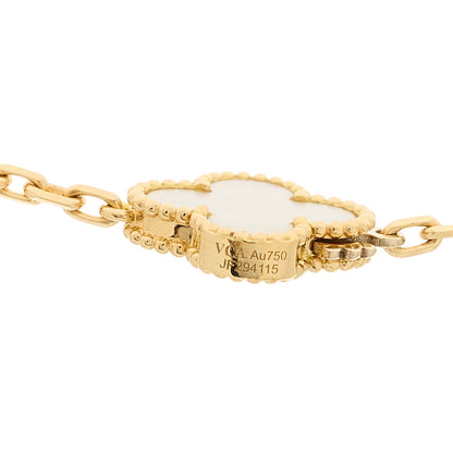 Van Cleef & Arpels 18K Yellow Gold Mother of Pearl Malachite Carnelian Tiger Eye 12 Motif Lucky Alhambra Necklace 4 of 5