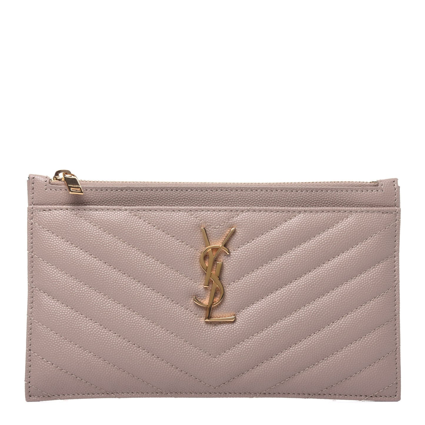 Grain De Poudre Chevron Monogram Bill Pouch Dark Beige