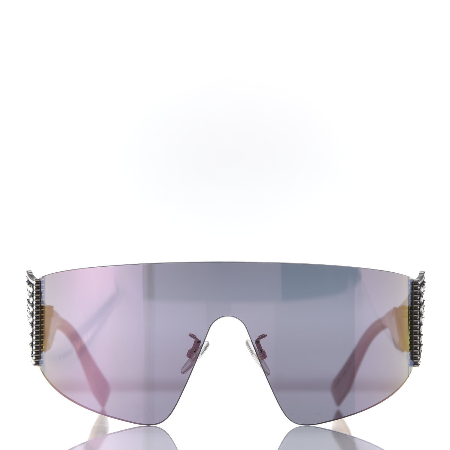 Fendi Mirrored Crystal Embellished FFreedom Shield Sunglasses FF 0382/S Pink 2 of 9