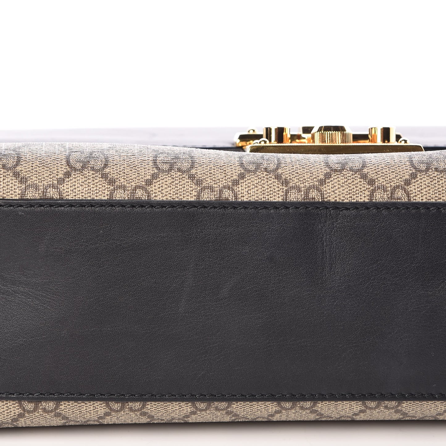 GG Supreme Monogram Calfskin Medium Padlock Shoulder Bag Beige Black Cuir