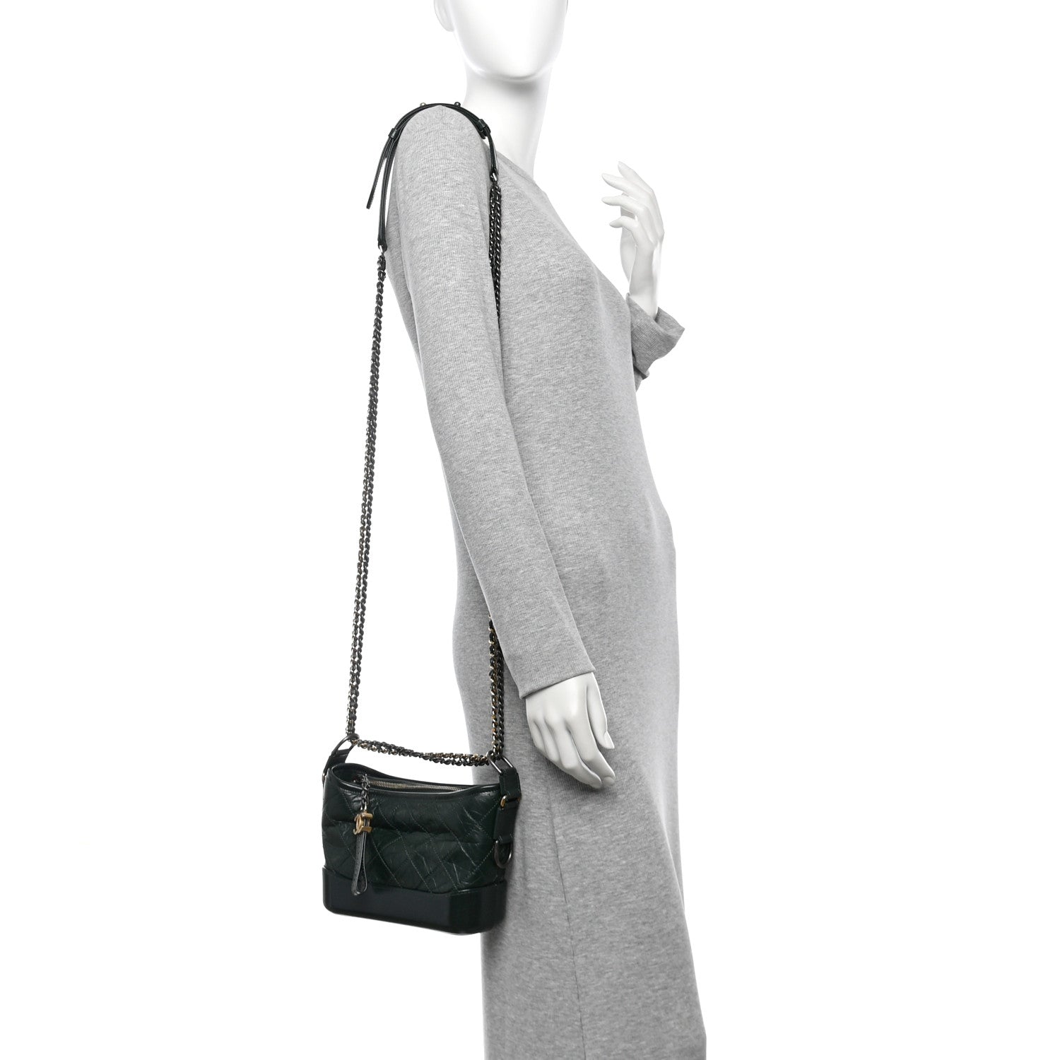 Chanel Aged Calfskin Quilted Small Gabrielle Hobo Dark Green 3 of 29