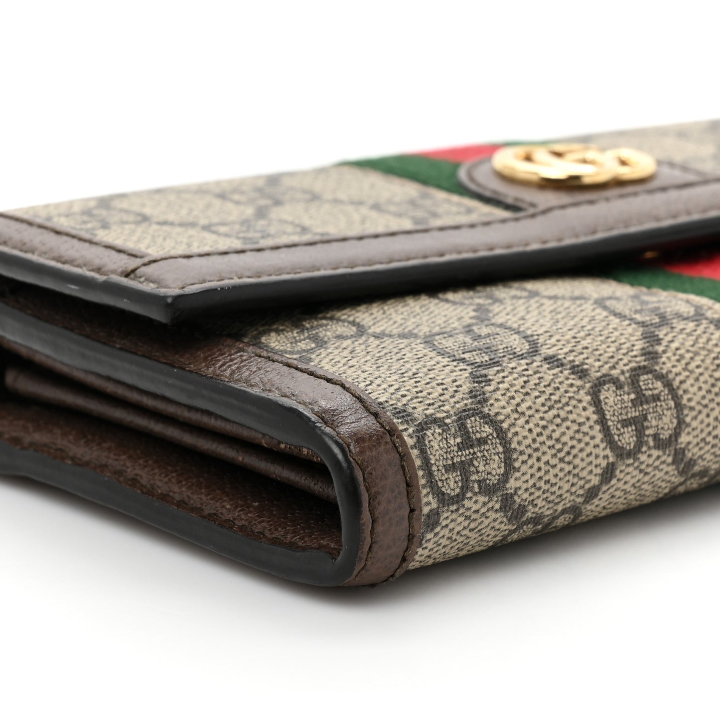 GG Supreme Monogram Web Ophidia Continental Wallet Brown