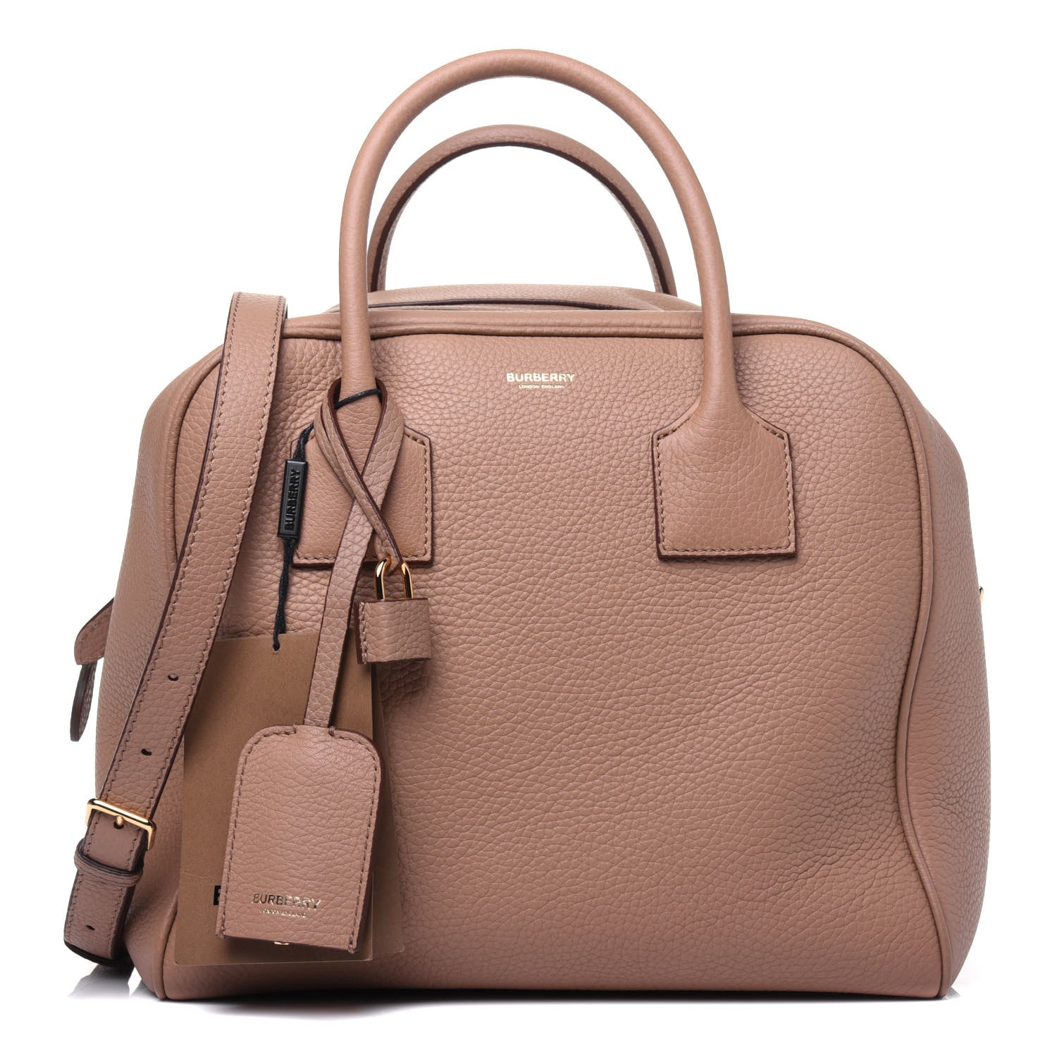 Burberry Grainy Calfskin Large Cube Bowling Bag Dark Sand 1 of 16