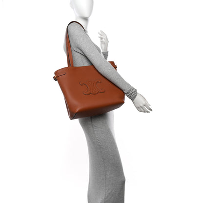 Celine Grained Calfskin Triomphe Medium Cabas Anais Tan 2 of 10