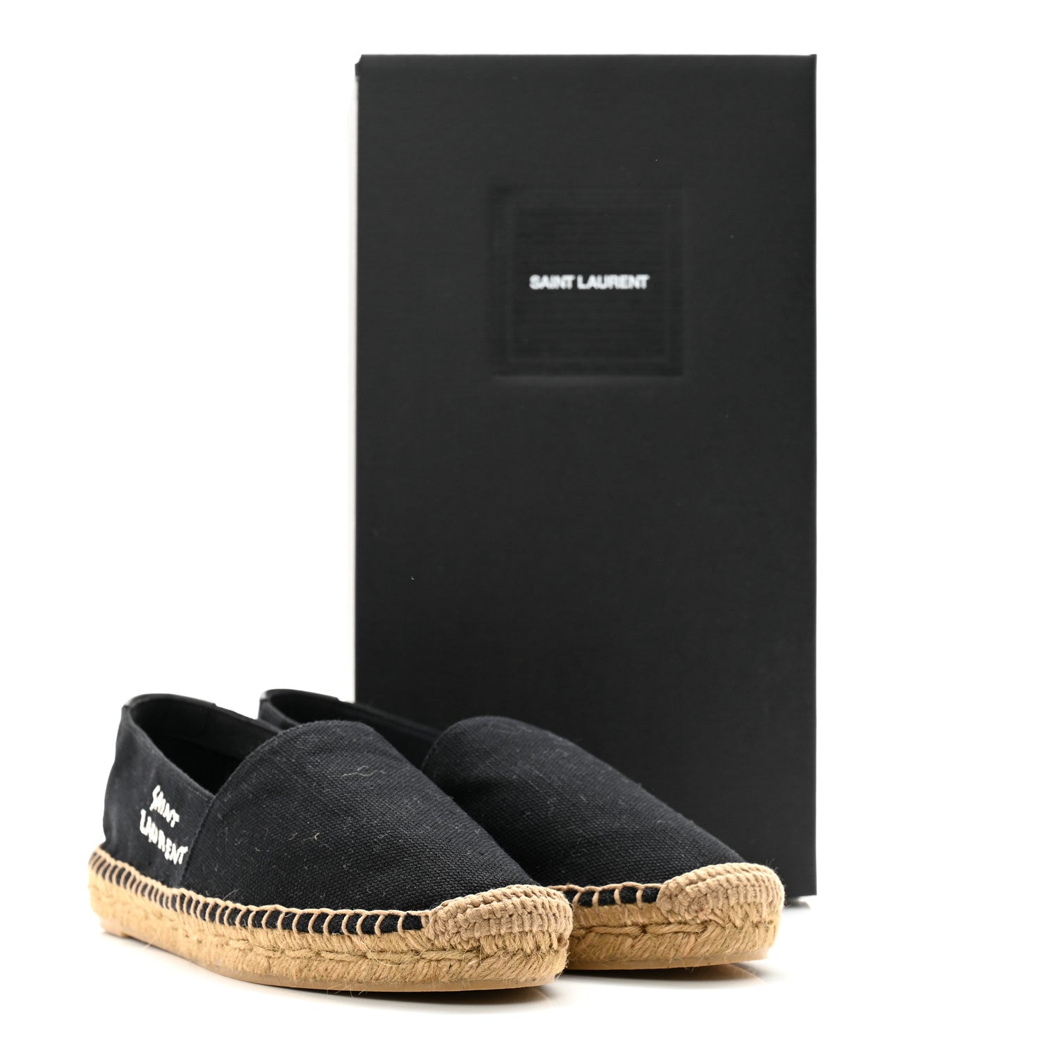 Saint Laurent Canvas Nappa Elba Light Logo Embroidered Espadrilles 37 Black 13 of 13