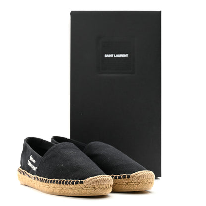 Saint Laurent Canvas Nappa Elba Light Logo Embroidered Espadrilles 37 Black 13 of 13
