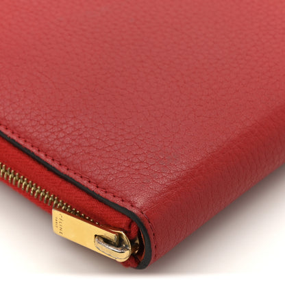 Celine Drummed Calfskin Large Zip Around Multifunction Wallet Red 10 of 12