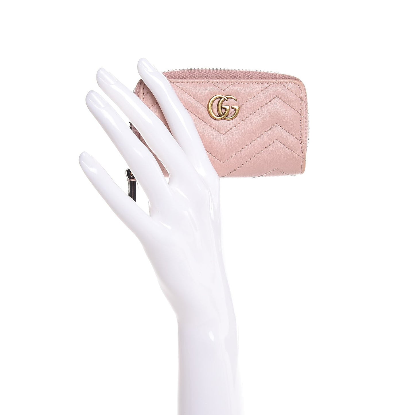 Calfskin Matelasse GG Marmont Zip Around Key Case Perfect Pink