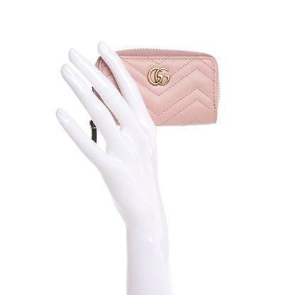 Gucci Calfskin Matelasse GG Marmont Zip Around Key Case Perfect Pink 2 of 6