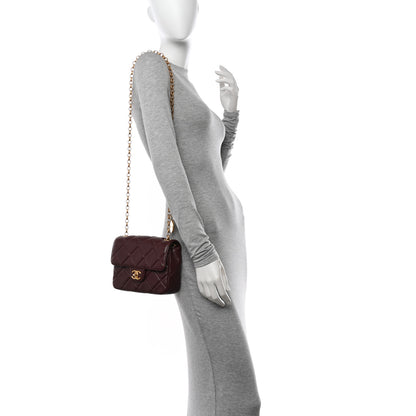 Chanel Lambskin Quilted Mini Logo Square Flap Burgundy 2 of 10