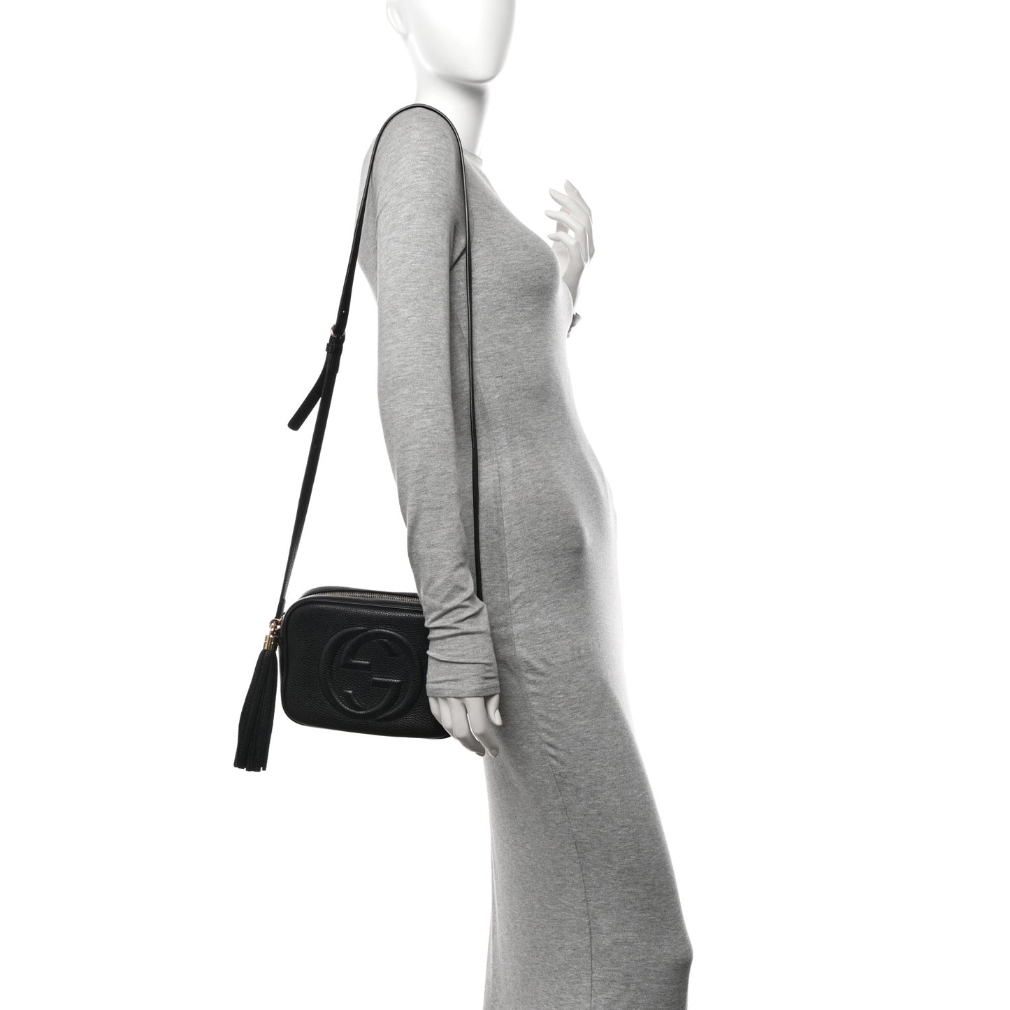Pebbled Calfskin Small Soho Disco Bag Black