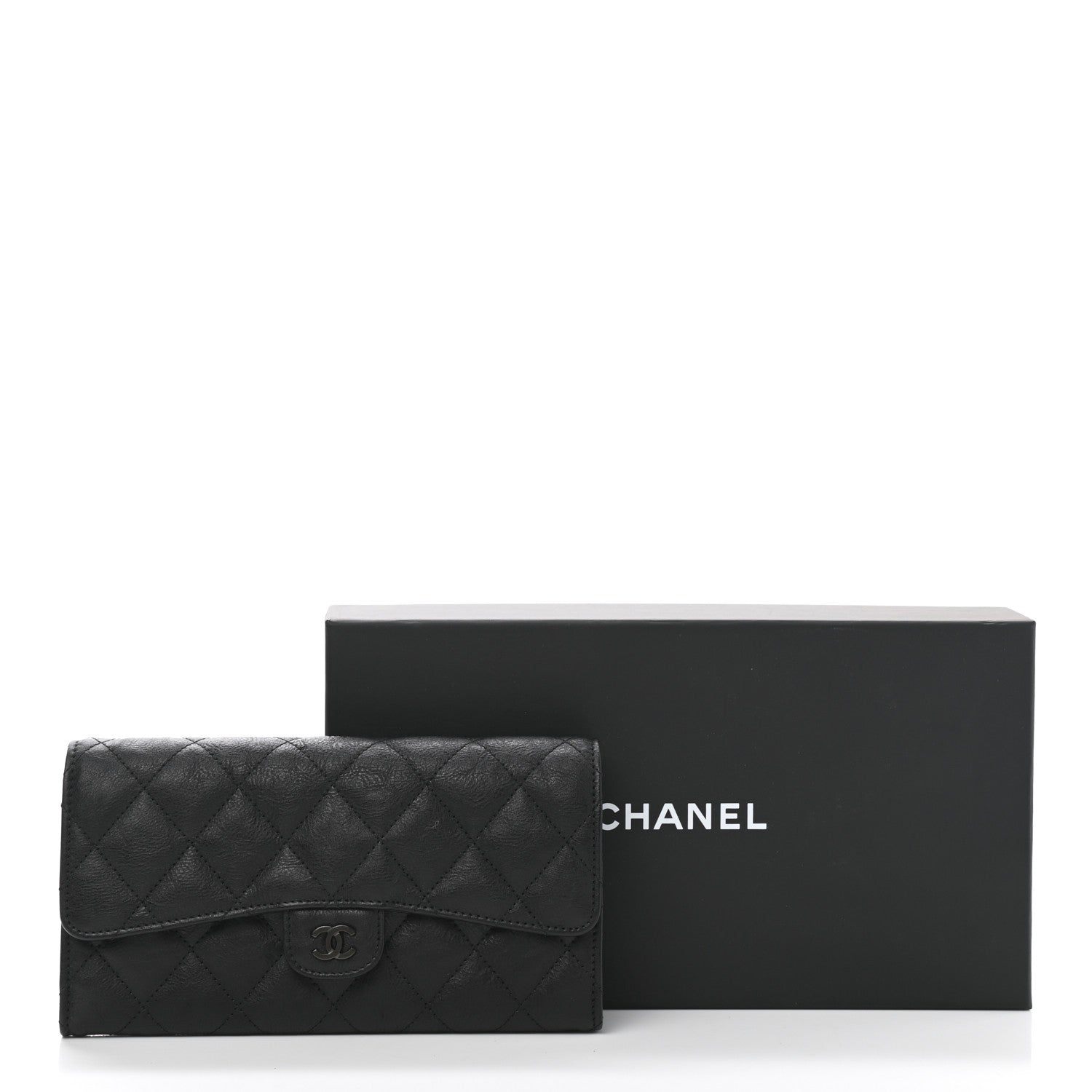 Chanel Crumpled Calfskin Quilted Large Flap Wallet So Black 9 of 9