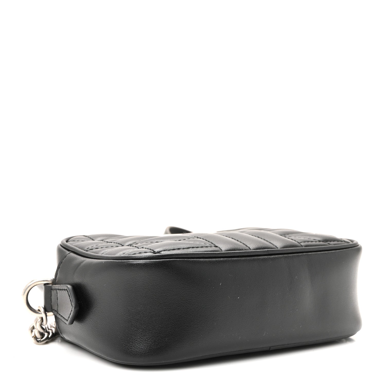 Gucci Calfskin Matelasse Aria Mini GG Marmont Chain Shoulder Bag Black 4 of 10