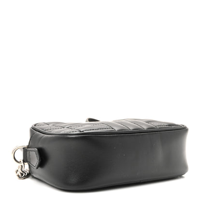 Gucci Calfskin Matelasse Aria Mini GG Marmont Chain Shoulder Bag Black 4 of 10