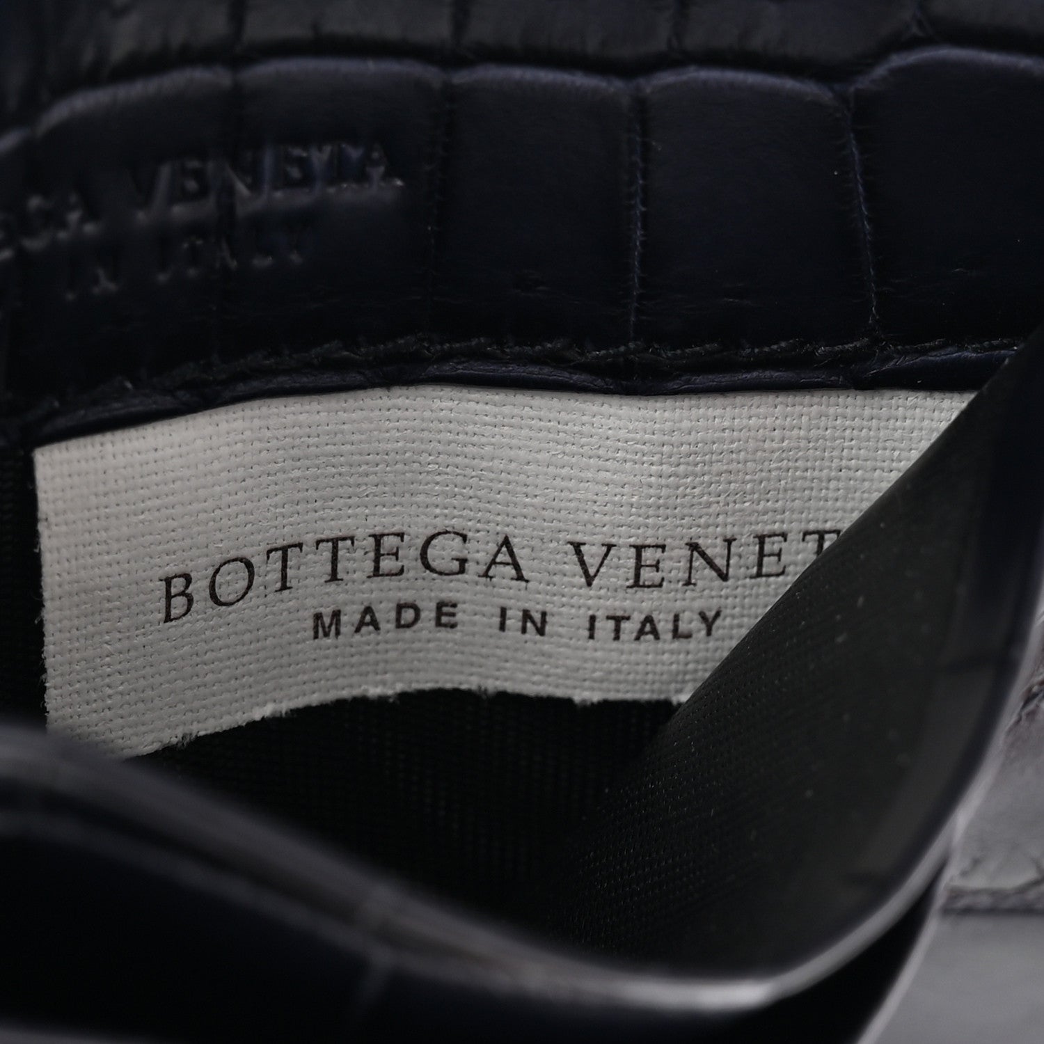 Bottega Veneta Calfskin Crocodile Embossed Card Holder Navy 8 of 12