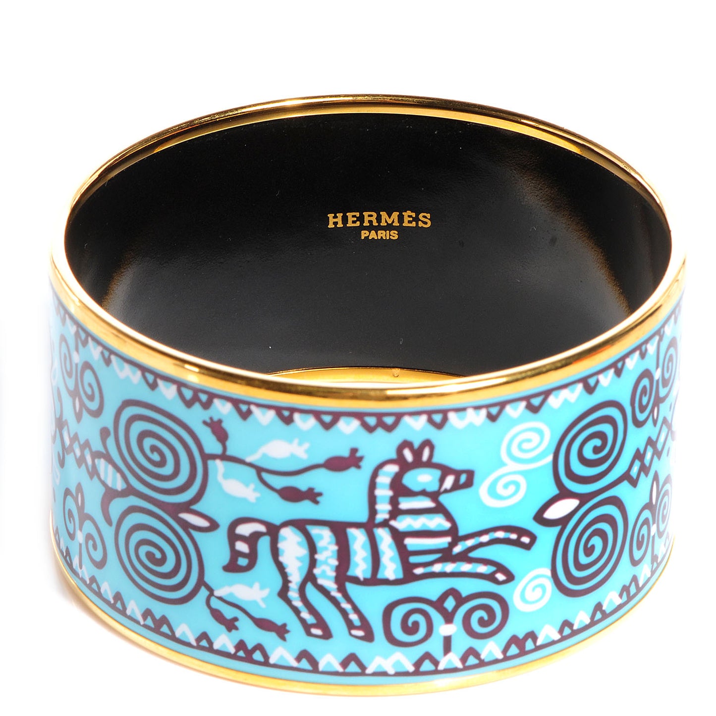 Enamel Printed Horses Extra Wide Bracelet 70 Aqua