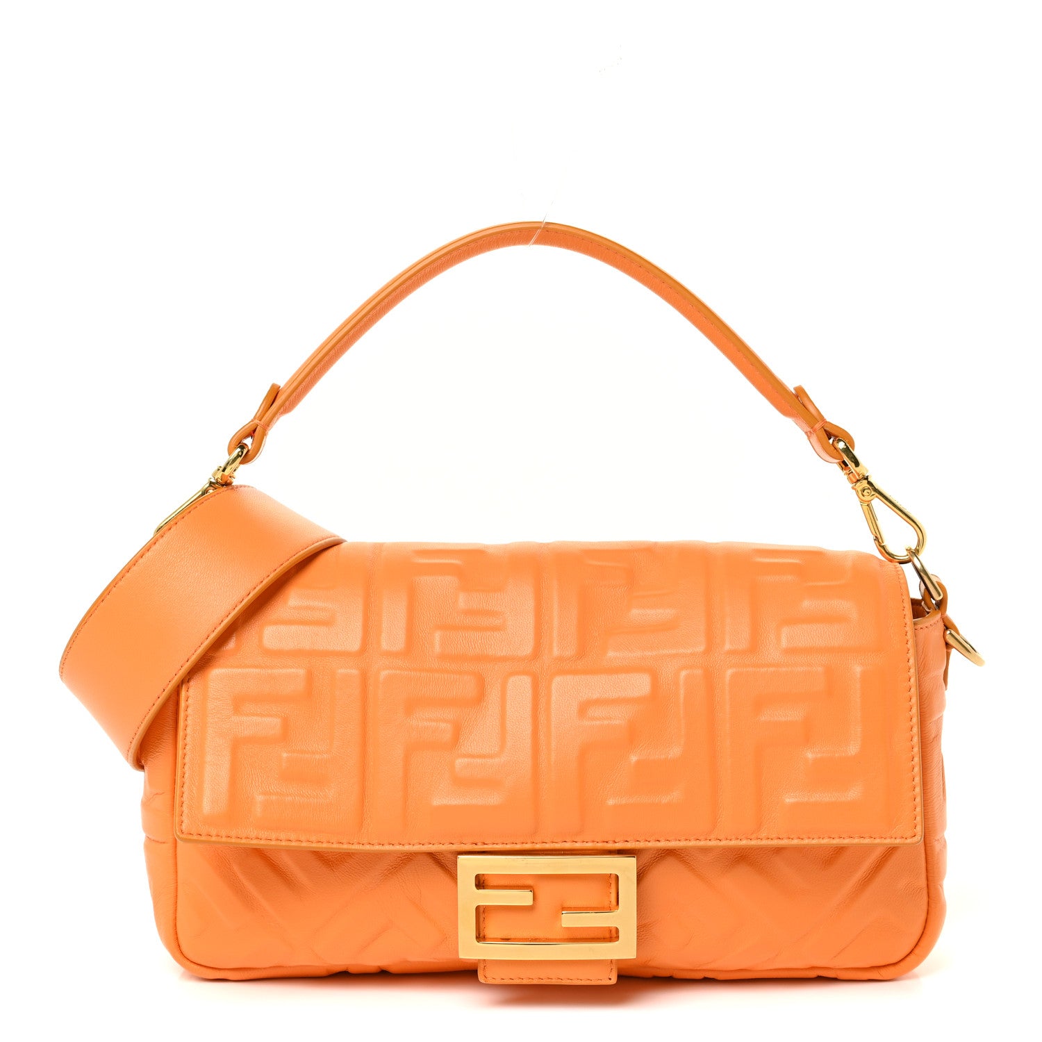 Fendi Nappa FF 1974 Embossed Baguette Clementine 1 of 13