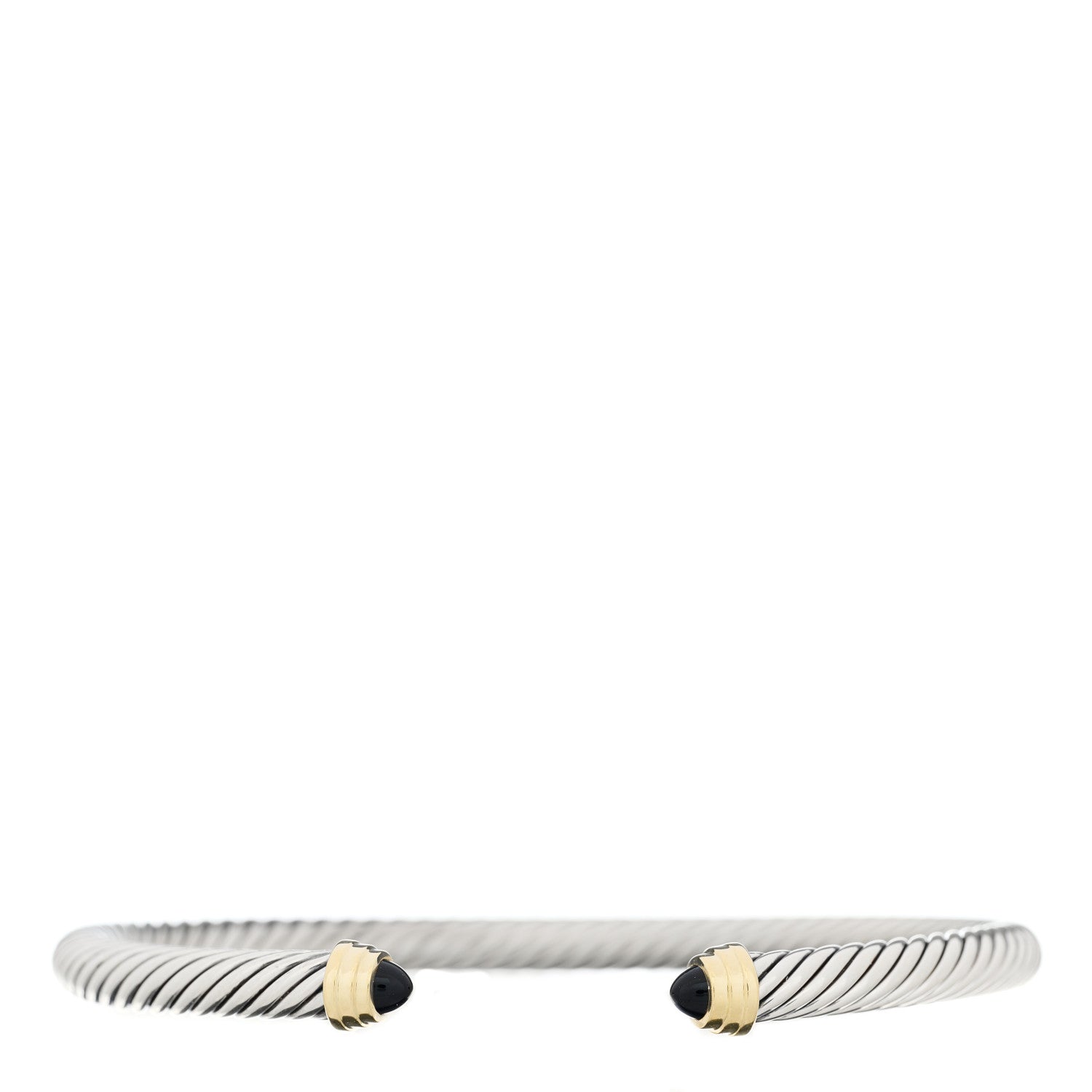 David Yurman Sterling Silver 14K Yellow Gold Black Onyx 5mm Cable Classics Petite Color Bracelet 1 of 4