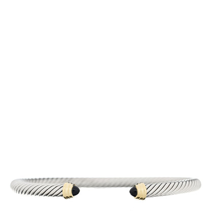 David Yurman Sterling Silver 14K Yellow Gold Black Onyx 5mm Cable Classics Petite Color Bracelet 1 of 4