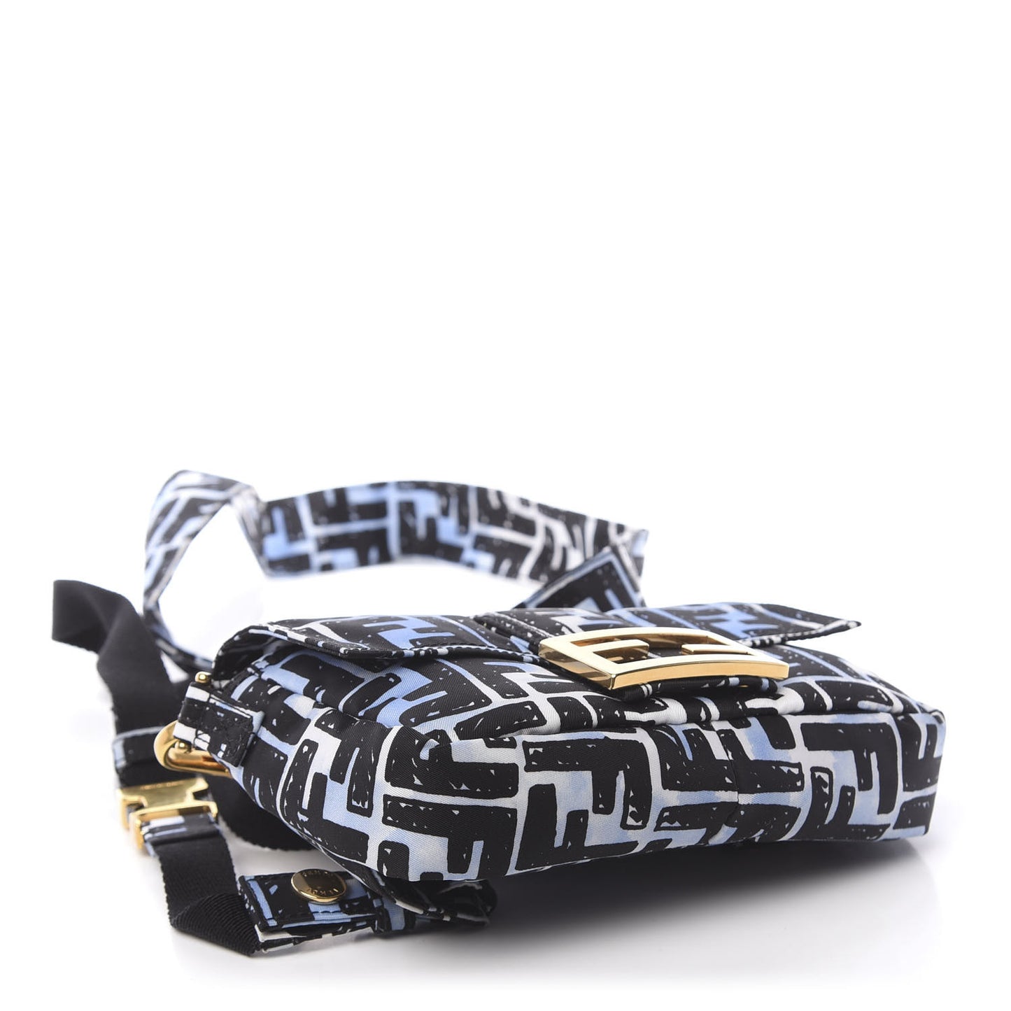 X JOSHUA VIDES Nylon FF Cloudy Mini Belt Baguette Bag White Celeste Black