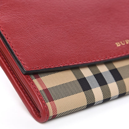 Burberry Calfskin House Check Continental Wallet Red 6 of 9