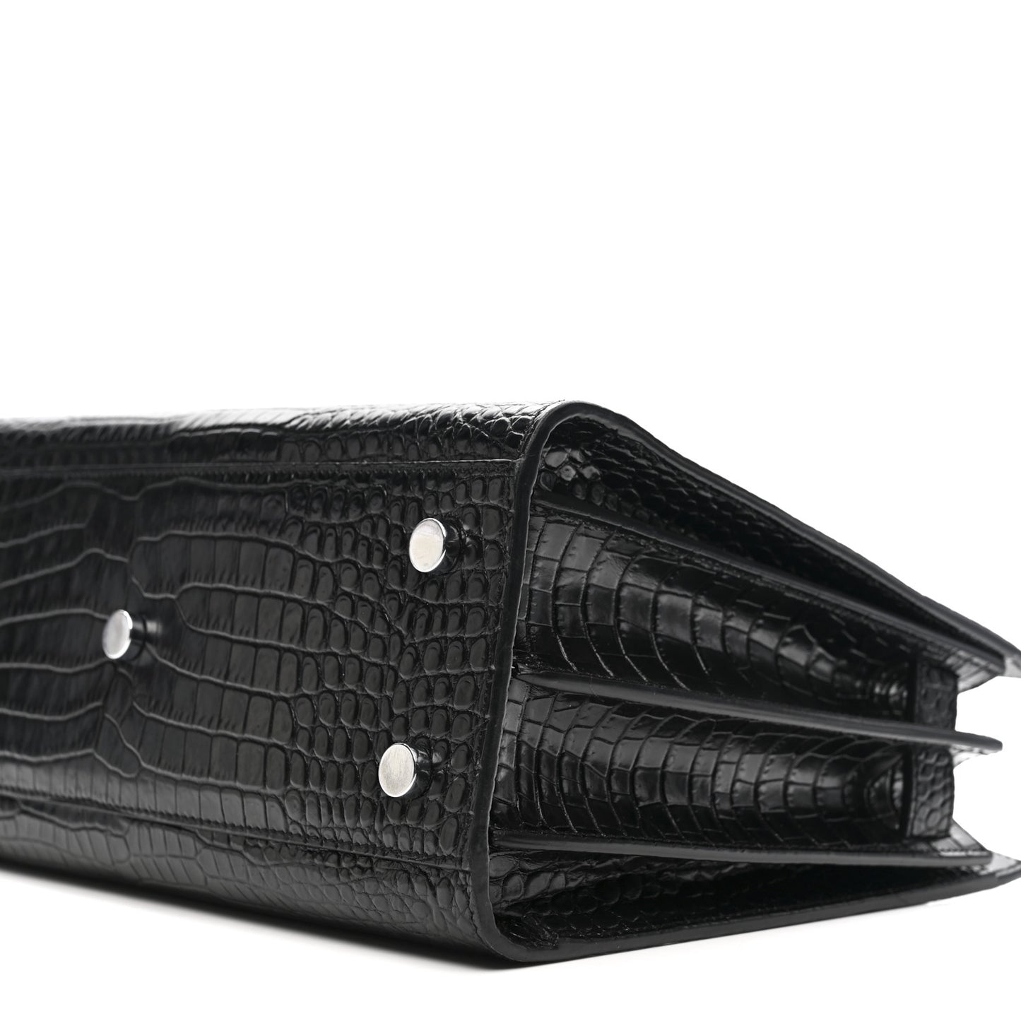 Calfskin Crocodile Embossed Baby Sac De Jour Black
