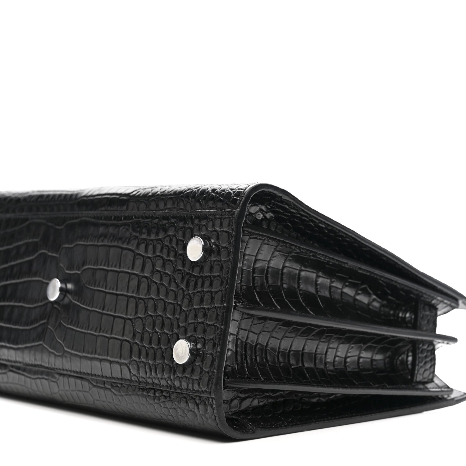 Saint Laurent Calfskin Crocodile Embossed Baby Sac De Jour Black 10 of 15